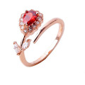 2016 American Charm Ruby Anillo De Oro Rosa Flor Anillos De Estilo Rosa Roja